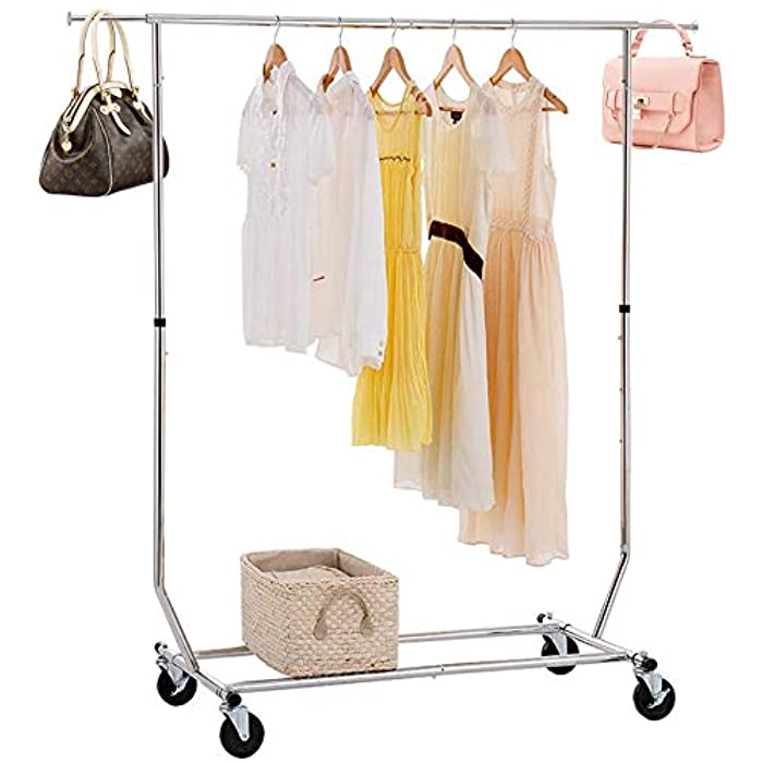 FDW Garment Rack Heavy Duty Clothes Rolling Rack Sturdy Rod Large ...