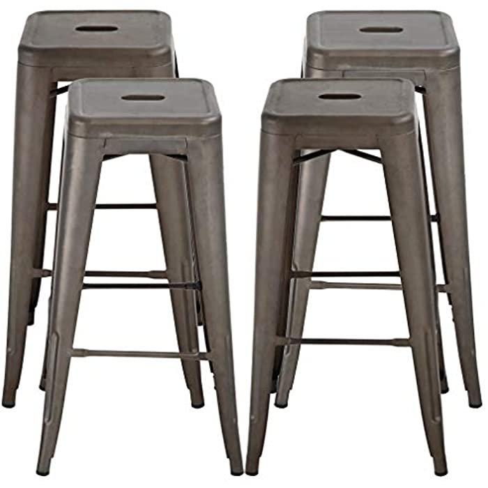 30 Inches Bar Stools Set of 4 Bar Stools Counter Height Metal Stool ...